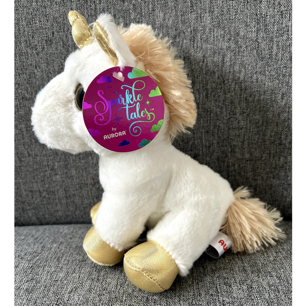 Aurora Sparkle Tales 8" Gold Unicorn Stuffed Animal Plush - Picture 3 of 4